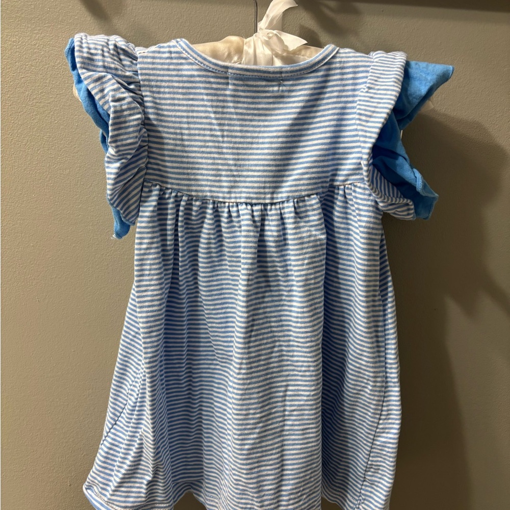 Blue Striped Kids dress with Duck Design - Picture 3 of 3